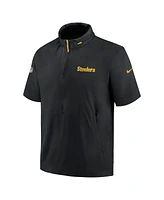 Nike Men's Black Pittsburgh Steelers 2024 Sideline Coach Short Sleeve Half-Zip Hoodie Jacket