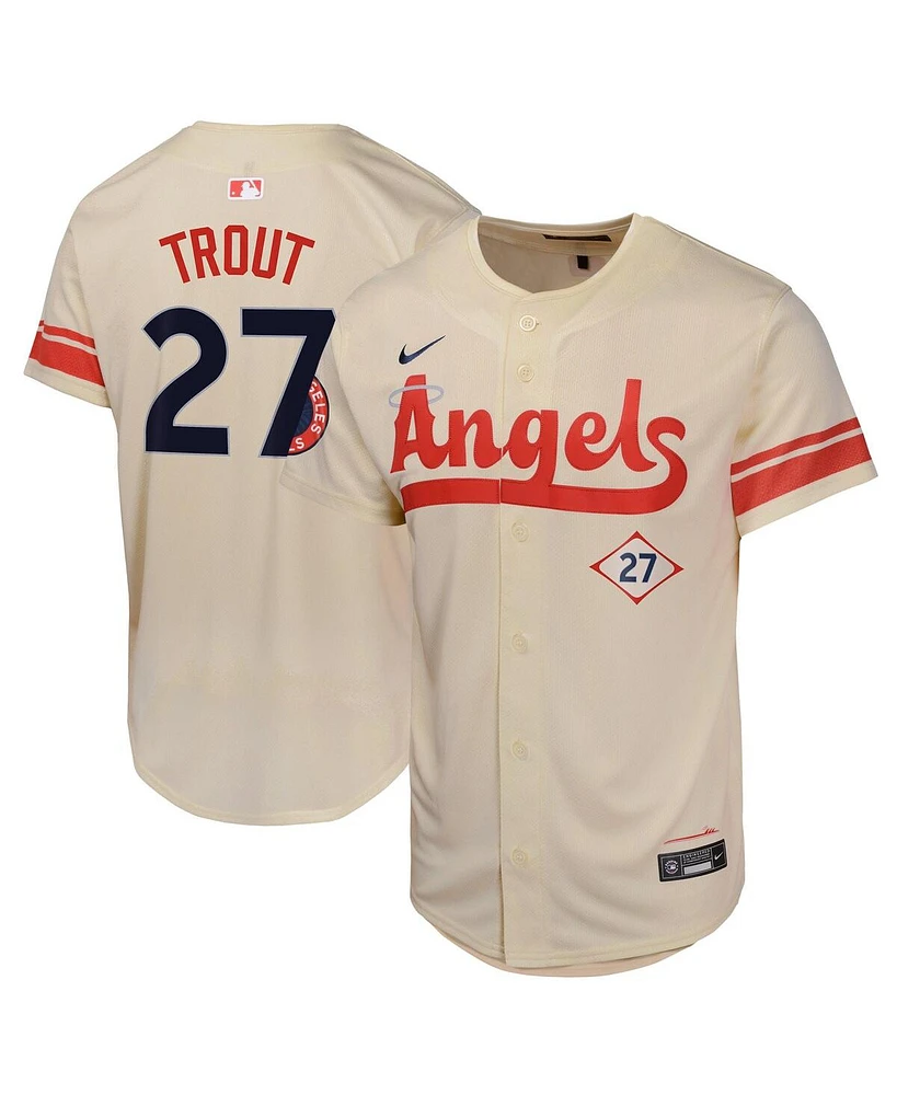 Nike Big Boy's and Girl's Mike Trout Cream Los Angeles Angels City Connect Limited Player Jersey