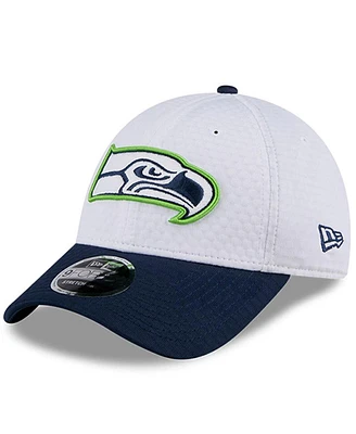 New Era Men's White/College Navy Seattle Seahawks 2024 Nfl Training Camp 9FORTY Adjustable Hat