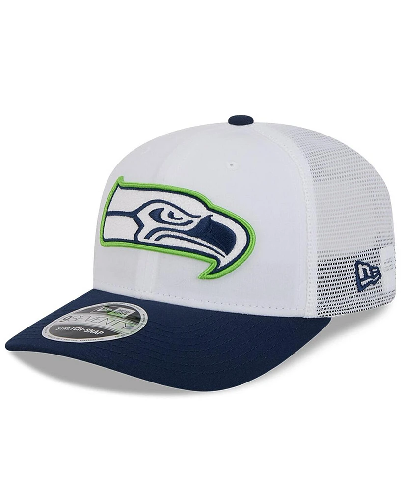 New Era Men's White/College Navy Seattle Seahawks 2024 Nfl Training Camp 9SEVENTY Trucker Hat