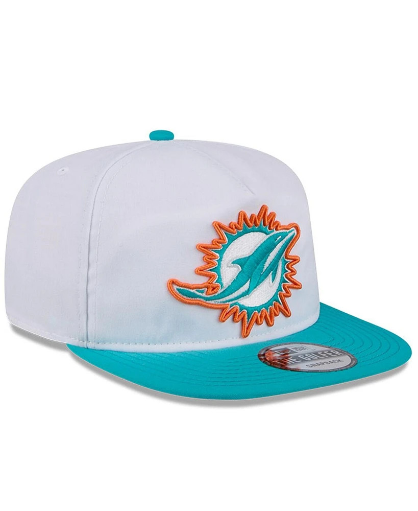 New Era Men's White/Aqua Miami Dolphins 2024 Nfl Training Camp Golfer Snapback Hat