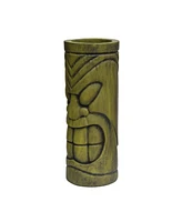 Stone Statue Urn Planter, Decorative Face Plant Pot, Antique Green Finish