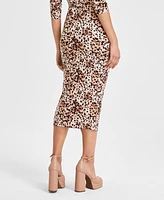 Bar Iii Women's Cheetah-Print Jersey Midi Skirt, Created for Macy's