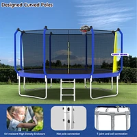 Simplie Fun 14FT Trampoline with Safety Net, Basketball Hoop, and Ladder