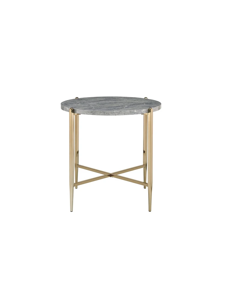 Simplie Fun Tainte End Table, Faux Marble & Champagne Finish