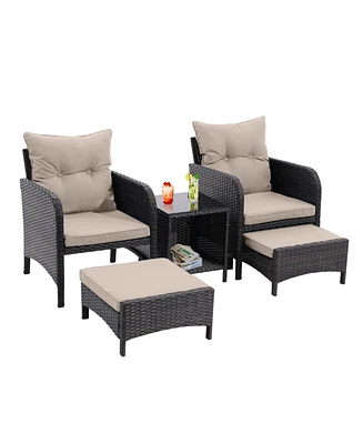 Simplie Fun Modern Patio Set 6-Piece Outdoor Conversation Set for Relaxing and Entertaining