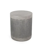 Modern Concrete Basket Weave Patio Side Table with No Assembly