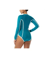 Beach House Sport Women's Sculpt Long Sleeve Zip Front One Piece Swimsuit