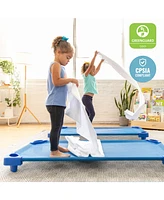 ECR4Kids Stackable Kiddie Cot with Sheet, Ready-to-Assemble, Toddler Size, Blue, 6-Pack