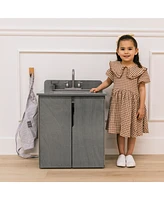 ECR4Kids Girls Play Kitchen Sink, White Wash