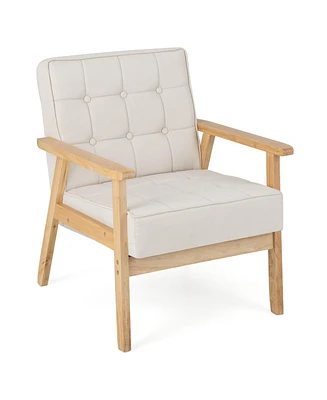 Slickblue Upholstered Armchair with Rubber Wood Armrests