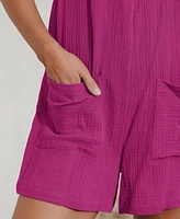 Cupshe Women's Patch Pocket Pinafore Romper