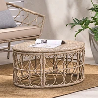 Simplie Fun Stunning Woven Wicker Coffee Table for Outdoor Decor