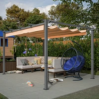 Retractable Aluminum Pergola with Sunproof Canopy (10' x 10')