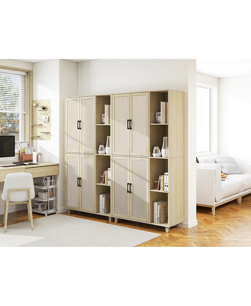 Streamdale Furniture 4 Door Cabinet with 4 Shelves with 4 Adjustable Inner Shelves, Storage Cabinet