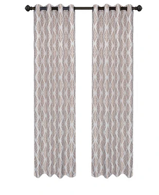 Superior Modern Venetian Damask Jacquard 2-Piece Curtain Panels with Grommet Header Top