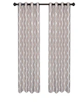 Superior Modern Venetian Damask Jacquard 2-Piece Curtain Panels with Grommet Header Top