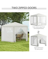 Uv-Protected Hexagon Gazebo with Side Walls for Outdoor Parties and Camping