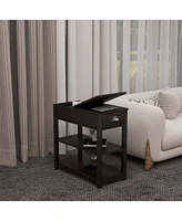 Streamdale Furniture Narrow Sided Table With Drawers And Bottom Partition In Flip Over Design