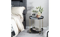 Slickblue 2-Tier Round Side Table with Removable Tray and Metal Frame for Small Space-Golden