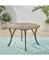 Stylish Circular Outdoor Acacia Wood Patio Table - Teak Grey