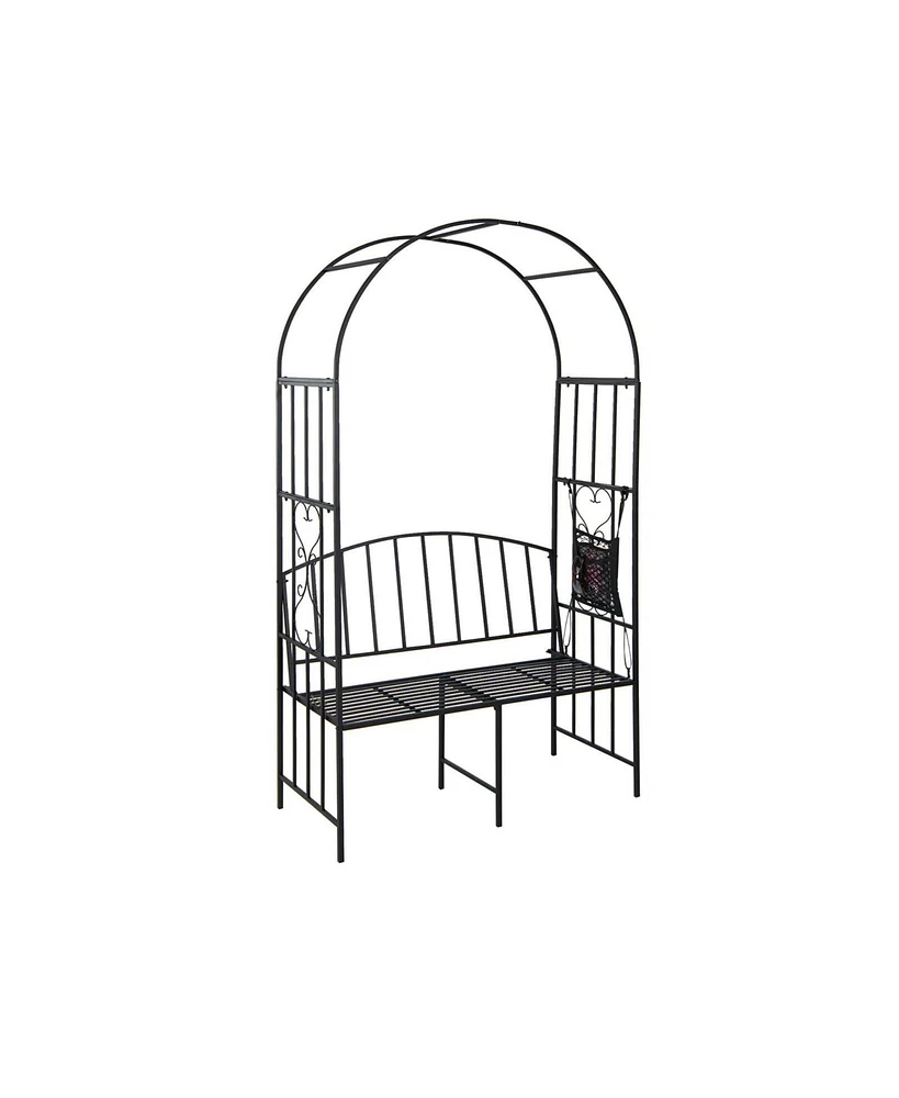 Slickblue Steel Garden Arch with 2-Seat Bench