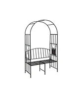 Slickblue Steel Garden Arch with 2-Seat Bench