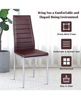 Set of 4 Pvc Leather Dining Chairs with Solid Metal Legs for Kitchen or Room
