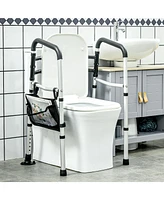 Homcom Toilet Safety Rails with Adjustable Height, Silver