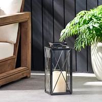 Streamdale Furniture Modern Stainless Steel Lantern with X-Frame Design and Hanging Handle