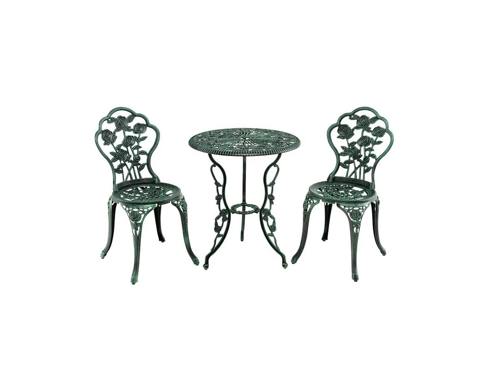 Slickblue Outdoor Cast Aluminum Patio Furniture Set with Rose Design