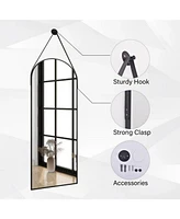 Homlux Arched Wall Mounted Mirror 16"x48" in Black