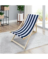 Streamdale Furniture Populus wood sling chair blue Stripe Broad Dark blue Strip