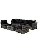 Costway 7PCS Patio Rattan Furniture Set Sectional Sofa Garden