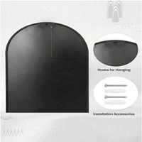 Homlux Arched Wall Mounted Mirror 26"x38" in Black