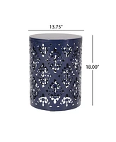 Modern Iron Cut Side Table with Cylindrical Design