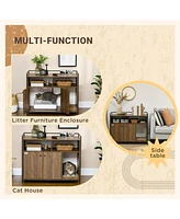 Streamdale Furniture Cat Haven Multifunctional Litter Concealing Cabinet, Side Table, and Storage Unit