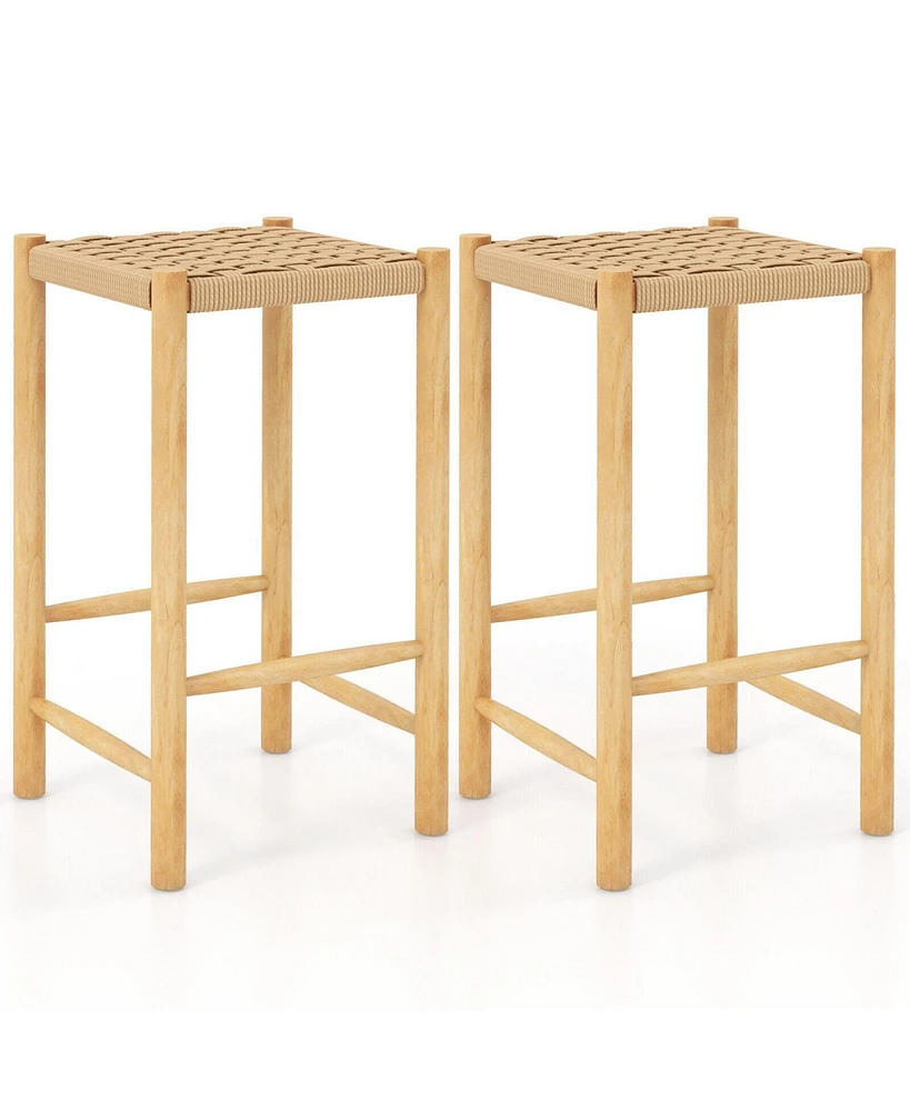 Slickblue 26 Inch Dining Bar Stool Set of 2-Natural