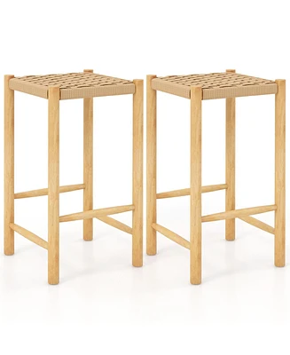 Slickblue 26 Inch Dining Bar Stool Set of 2-Natural