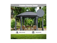 Slickblue 11.5 ft Outdoor Patio Round Dome Gazebo Canopy Shelter with Double Roof Steel