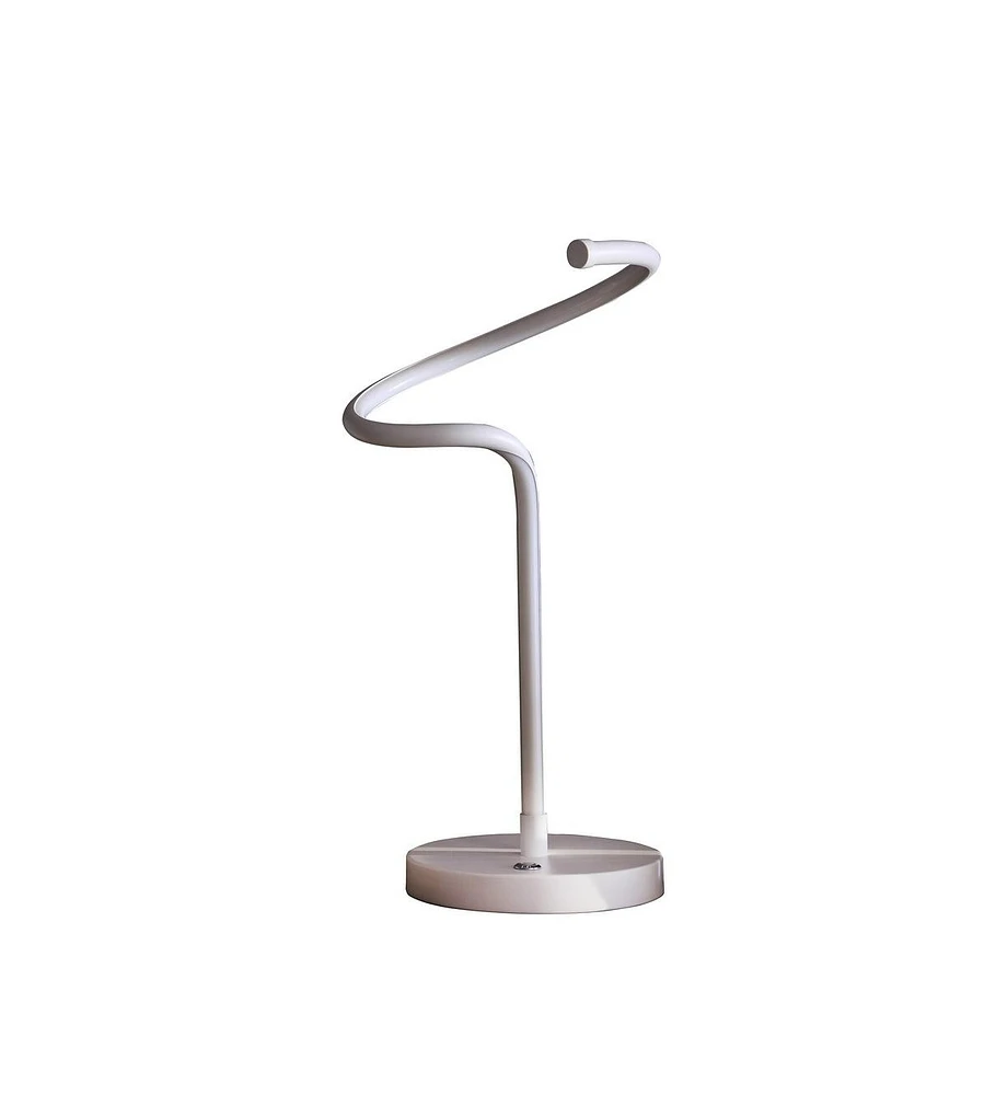 Simplie Fun 19-Inch Led Matte White Curvilinear S-Curve Spiral Tube Led Table Lamp