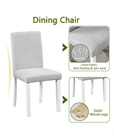 Elegant 5-Piece Dining Set with Acrylic Crystals and Upholstered Chairs
