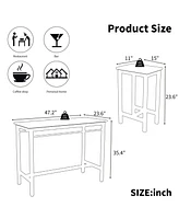 5-piece modern kitchen table with four bar stools Bar table set 5PC, metal frame and Mdf, white oak,47.5" L x 23.7" W x 35.5" H.