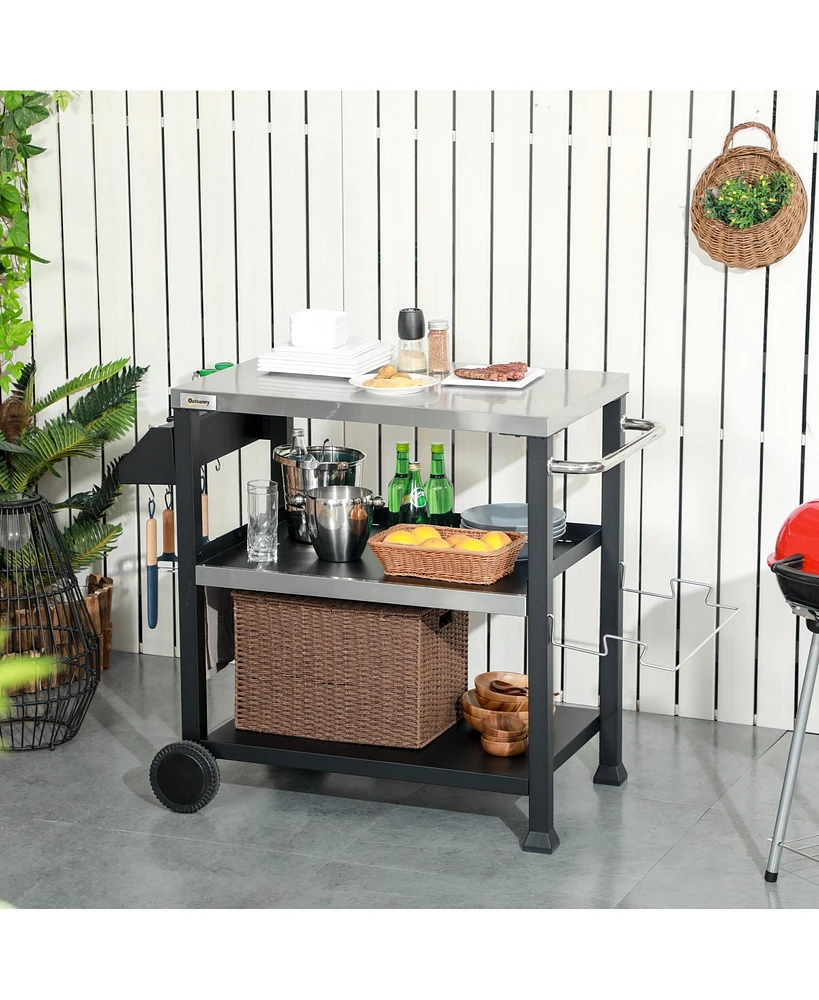 Simplie Fun Versatile Outdoor Grill Cart with Spacious Cooking Surface & Storage