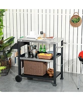 Simplie Fun Versatile Outdoor Grill Cart with Spacious Cooking Surface & Storage