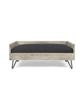 Streamdale Furniture Mid-Century Modern Acacia Wood Pet Bed with Water-Resistant Cushion