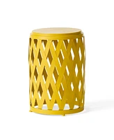 Simplie Fun Lattice Design Iron Patio Accent Table with Matte Finish