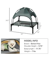 Streamdale Furniture Elevated Portable Dog Cot Pet Bed with Uv Protection Canopy Shade, 24 inch, Gray