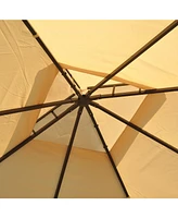 Elegant Double Canopy Gazebo with Privacy Curtains and Stylish Motifs