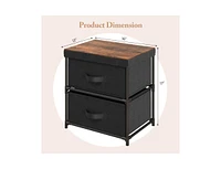 Slickblue 2-Drawer Nightstand with Removable Fabric Bins and Pull Handles